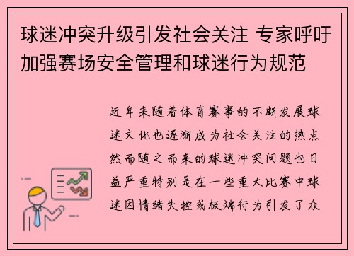球迷冲突升级引发社会关注 专家呼吁加强赛场安全管理和球迷行为规范